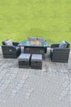 Rattan Garden Furniture Gas Fire Pit Table Sets Heater Love Sofa Recling Chairs Footstools