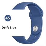 SQWK Strap For Apple Watch Band Silicone Pulseira Bracelet Watchband Apple Watch Iwatch Series 5 4 3 2 42mm or 44mm ML Delft Blue