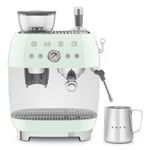 Smeg Espresso Coffee Machine with Grinder, EGF03PGUK, Pastel Green