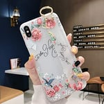 XUAILI Smartphones Leather Case Flowers Pattern Shockproof and Dropproof Soft TPU Protective Case Cover with Wrist Strap & Lanyard, for Huawei Mate 20 Pro (Color : Flowers wrist strap model C)