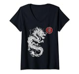 Womens Ninjutsu Bujinkan Dragon Symbol ninja Dojo training kanji V-Neck T-Shirt