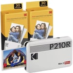 KODAK Kodak Mini 2 Retro Imprimante Photo Mobile pour Smartphone (iPhone & Android), Bluetooth, 5,4 x 8,6cm, White + 68 Photos