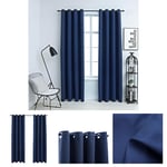 The Living Store Mörkläggningsgardiner med metallringar 2 st blå 140x175 cm -  Gardiner & draperier