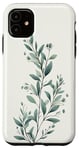 iPhone 11 Leaves Botanical Plant Line Art Sage Green Wildflower Floral Case