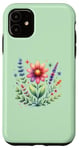 Coque pour iPhone 11 Vert, beau motif floral sauvage pour le printemps