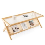 Bambu soffbord 120 cm 2-vånings rektangulärt soffbord naturligt