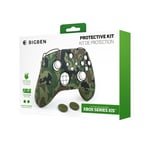 Silicon Skin pour manette officielle Xbox + une paire de grips pour Joystick, couleur Camouflage vert