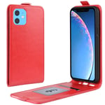 Scratch Resistant Genuine Leather Case Crazy Horse Vertical Flip Leather Protective Case, Flip Stand Design Set You At Ease for Horizontal Viewing, for IPhone 11 (Color : Red)