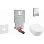 Uniset - Ensemble bâti-support, cuvette de toilette et siège Subway 2.0, DirectFlush, SoftClose, CeramicPlus et plaque Skate Cosmo, chrome