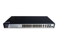 Hikvision Pro Series DS-3E2528P(B) - Switch - Administrator - 24 x 10/100/1000 (PoE+) + 4 x kombo Gigabit SFP/RJ-45 - monterbar på stativ - PoE+ (370 W)