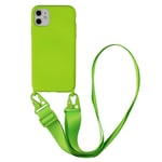 Liquid Silicone Case for iPhone 11 Pro Necklace Adjustable Mobile Phone Lanyard Case, Phone Cover Holder with Neck Strap Cord Lanyard for iPhone (iPhone 11 Pro Max, Grass Green)