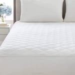 Poly-Cotton Quilted Mattress Protector Microfiber Fitted 30cm Deep Skirt Soft Touch for Extra Comfort Non Noisy Hotel Quality Anti-Allergy & Breathable (Double 137cmx190cm(30CM DEEP))