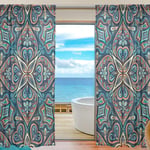 ALAZA Sheer Voile Curtains, Indian Ethnic Boho Mandala Polyester Fabric Window Net Curtain for Bedroom Living Room Home Decoration, 2 Panels, 78 x 55 inch