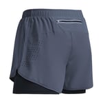 Sport Shorts för Män 2023 - Dubbellager Träningsshorts, Sommar 2-i-1 Strandkläder, Jogging, Gym, Löpning, Z L Gray