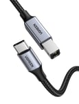 UGREEN USB-C till USB-B 2.0 skrivarkabel, 1m - Space Grey