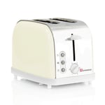 Cream 2 Slice Toaster Family Size 900W with Variable Browning Control Defrost