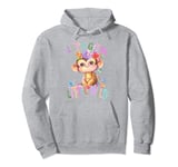 baby monkey with flowers a little wild ape monkeys daughter Pullover Hoodie
