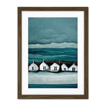 Row Of White Fisherman Cottages Isle Of Jura Artwork Framed Wall Art Print 18X24 Inch