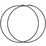 Riktigt Stora Blanka Tunna Runda Hoop Örhängen - 12 cm - Svart Svart