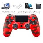 HALASHAO PS4 Controller Camouflage, PS4 Controller for Playstation 4, PS4 Wireless Bluetooth Game Controller Joystick Gmaepad with high precision touchpad,Red Camouflage,Ordinary