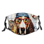 WINCAN Face Cover Fashion Basset Hound Nautical Lighthouse Lifebuoy Helm Balaclava Reusable Anti-Dust Mouth Bandanas Running Neck Gaiter with 2 Filters for Men Women