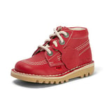 Kickers Junior Unisex Kick Hi Ve Leather Boots, Red, 2.5 UK