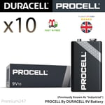 10 Duracell 9V PP3 Industrial PROCELL Batteries Smoke Alarm LR22 6LR61 MN1604