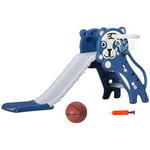 2 in 1 Kids Slide for Indoor Use with Basketball Hoop, Basketball - Blue