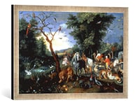 Kunst für Alle 'Image encadrée par Jan Brueghel Le Jeune J. Brueghel d.J., Arche de Noé Impression d'art dans Le Cadre de Haute qualité Photos Fait Main, 60 x 40 cm, Argent Raya