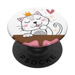 Queen Cat Lick Chocolate Mug Cartoon Cute Animal Lover Gift PopSockets Support et Grip pour Smartphones et Tablettes