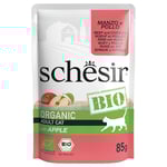 Schesir Bio Pouch 8 x 85 g - Ekologiskt nötkött och ekologisk kyckling med ekologiskt äpple