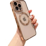 IC för iPhone 13 Pro Max Skal Magnetiskt Transparent med Kameralinsskydd Fullt Skydd MagSafe Elektropläterad Silikon 6,7 tum - Guld