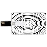 4G USB Flash Drives Credit Card Shape Spires Decor Memory Stick Bank Card Style Hypnotic Radial Concentric Interlace Circles with Dynamic Lines Art Print,Black White Waterproof Pen Thumb Lovely Jump