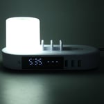 Wireless Charger Clock Touch Control Colourful Night Light 6USB Interface Fa GF0