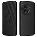 SKALO OnePlus 12 5G Carbon Fiber Plånboksfodral - Svart Svart