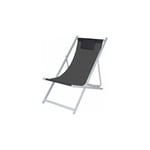 Chaise longue pliante chilienne blanc et gris anthracite - 91x61x101cm