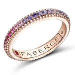Faberge 18ct Rose Gold Multi Stone Rainbow Fluted Band Ring - 50