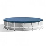 Bâche de protection pour piscine ronde Intex 28032 - Ø 4,57m - Rabat 25cm - PVC Bleu