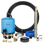 EMTEK Djupbrunnspumpspaket SSP 4" 47 liter/min 3X400V djup 50 meter med hydropress i stål 60 liter