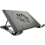 Laptop / MacBook justerbar hållare i aluminium - 28,8x26,2 cm Med cooling fan Grå
