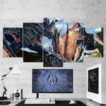 YFTNIPL 5 Panel Wall Art Picture Hd Prints Canvas The Elder Scrolls Skyrim Gaming Abstract Painting Living Room Home Modern Style Poster Wallpapers Decoration Gift Artwork Pictures