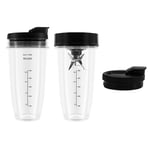 Blender Replacement Parts for Ninja, 2 24Oz Cups with To-Go Lids, 7 Fins3871