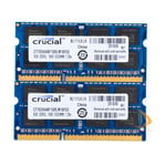 Crucial 2x 8GB 2Rx8 PC3L-12800S DDR3L 1600Mhz SODIMM RAM Laptop Memory Intel @s6