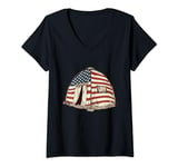 Womens Camping Tent American Flag 4th Of July Camper Patriotic Camp V-Neck T-Shirt