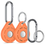 Airtag Keyring Airtag Case, Compatible with Airag (2021), Silicone Airtag Holder Airtag Keychain, Airtag Protective Case Cover, Anti-Scratch & Support Strong Signal (2 PCS, Orange)