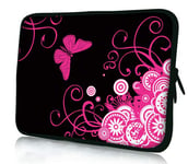 15"-15.6” inch Laptop Case Bag Pouch Protective Skin Cover Bag Water-Resistant Neoprene Notebook Computer Pocket Tablet Briefcase Multi-Color by Funky Planet Bags Cases (Red/Pink Butterfly Flower)
