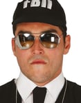 Politi/Pilotbriller med Speilglass og Gullstenger - Kostymebriller