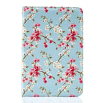 32nd Floral Series - Design PU Leather Book Folio Case Cover for Apple iPad Mini 4 (2015), Designer Flower Pattern Flip Case With Built In Stand - Spring Blue