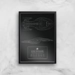 Star Trek Starfleet U.S.S. Voyager Giclee Art Print - A2 - Black Frame