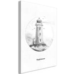Billede - Black and White Lighthouse (1 Part) Vertical - 40 x 60 cm - På italiensk lærred